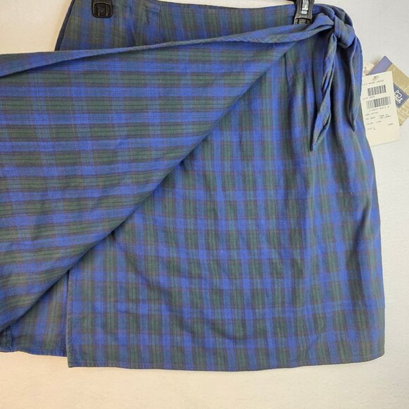 90s Woolrich Wrap Kilt Skirt L Cotton Tartan Plaid Tie Waist Vintage Deadstock - Picture 3 of 8